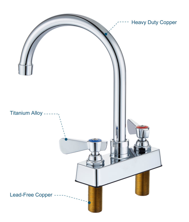 AA Faucet 4-Inch Deck-Mount Faucet w/6" Gooseneck Spout for Hand Sink (AA-422G)