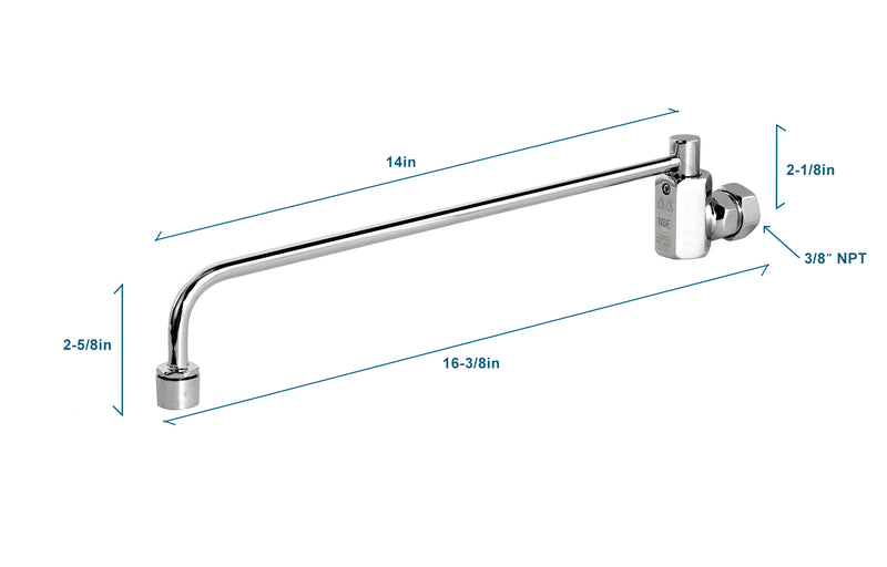 AA Faucet Wok Range Faucet w/14" Spout & 3/8" Male Inlet (AA-510G)