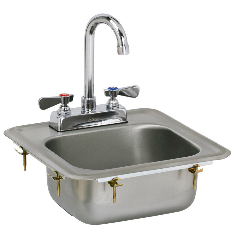 AA Faucet Standard Drop-In Hand Sink with Lead-Free Faucet and Strainer (HS-1615IG)