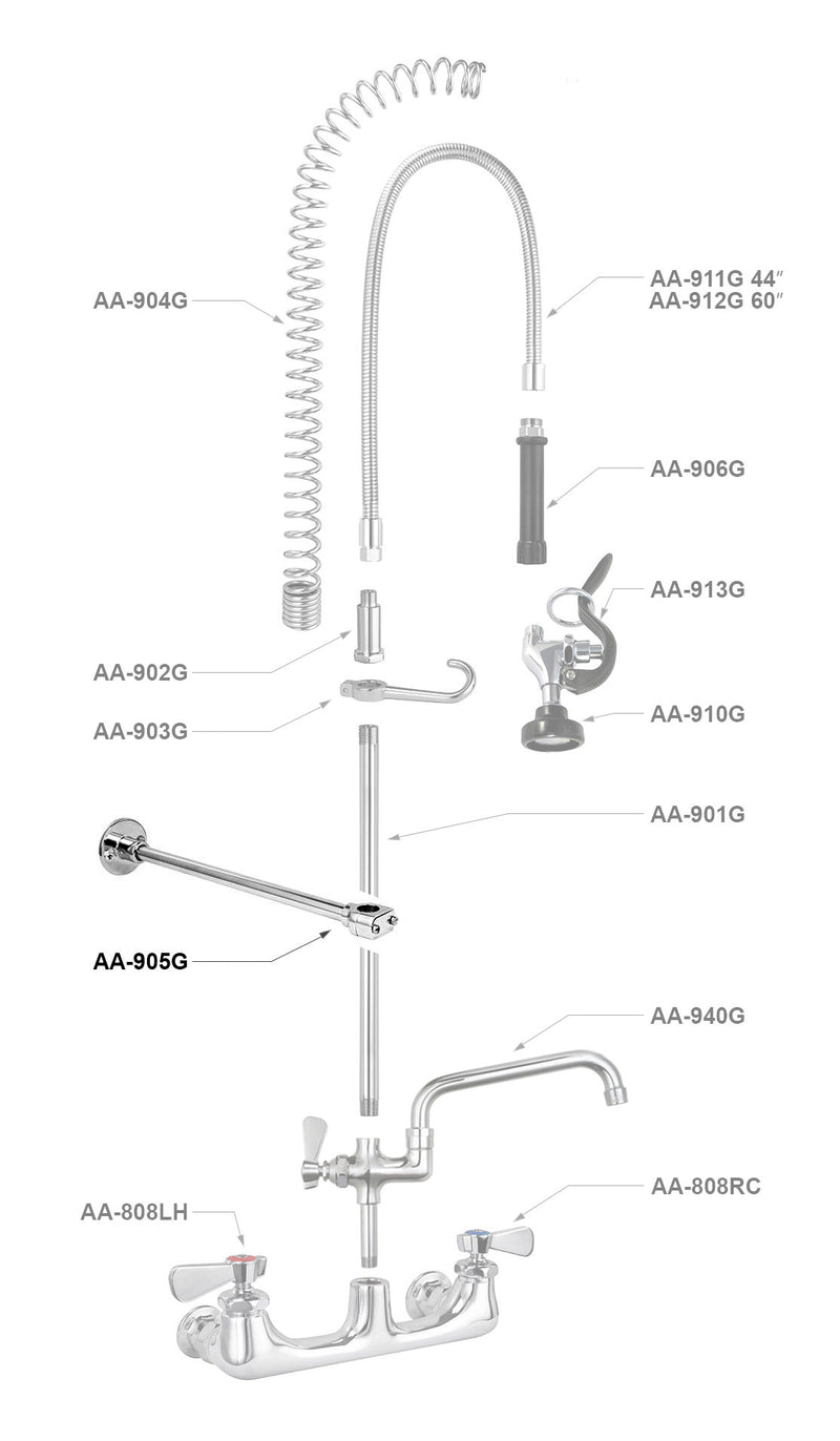 AA Faucet 12-Inch Brass Wall Bracket (AA-905G)