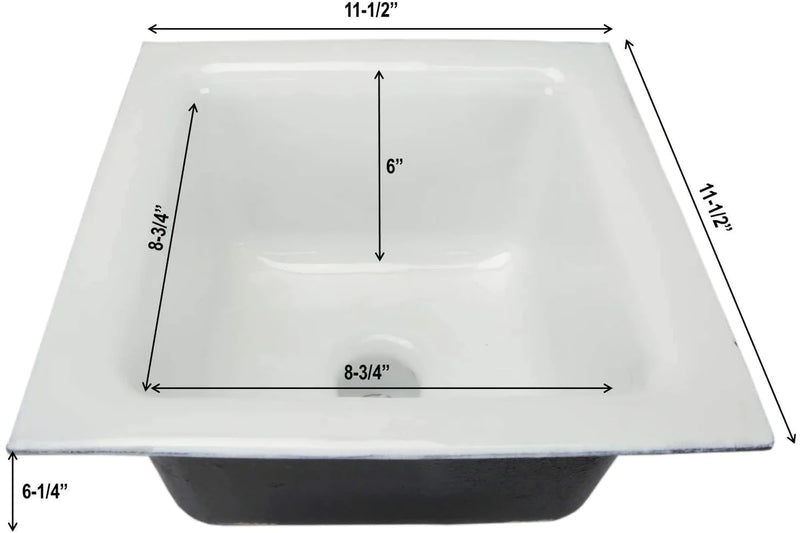 GSW Floor Sink with Dome Strainer, Cast Iron Body & Ceramic Surface 12”W x 12”L x 6”H - Perfect for Restaurant, Bar, Buffet (3” Drain)