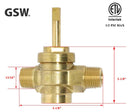 WR-GV Copper Gas Valve with Handle for Commercial Wok Range, ETL Approved, 1/2" NPT X 1/2" NPT 1/2 PSI