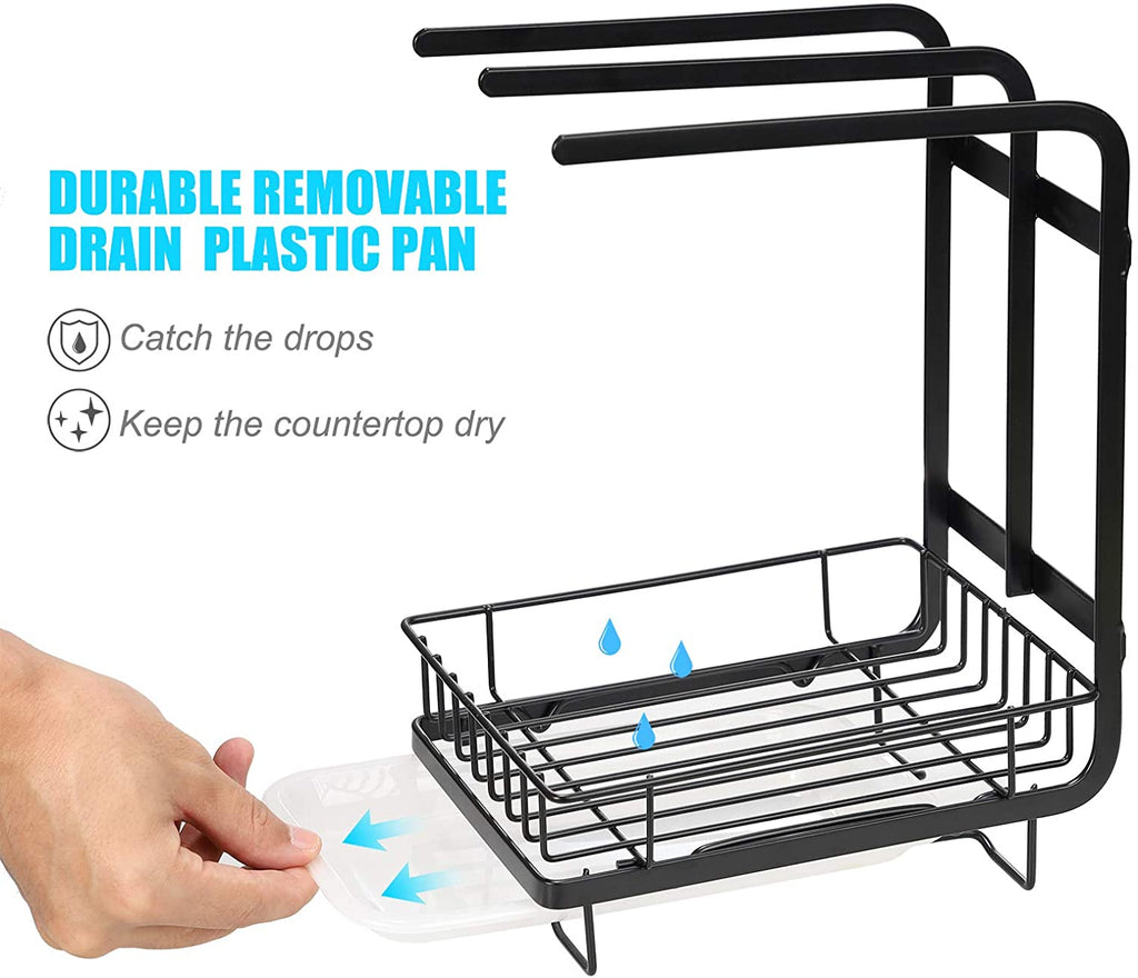 2-Pack Stainless Steel Sink Sponge Holders - Corner Drying Rack, Dishwasher Safe (Single Tube Type)