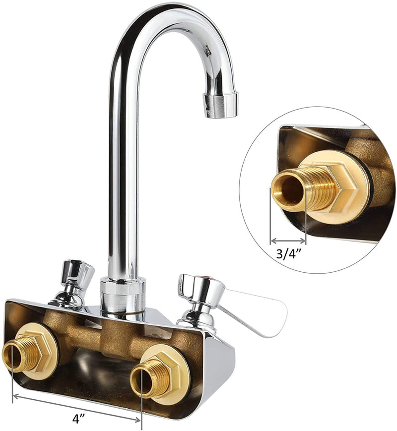 AA Faucet 4-Inch Wall-Mount Faucet w/3-1/2" Gooseneck Spout for Hand Sink (AA-410G)