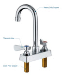 AA Faucet Copper 4-Inch Deck-Mount Faucet w/3-1/2" Gooseneck Spout for Hand Sink (AA-420C)