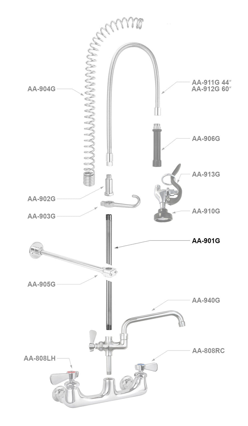 AA Faucet  18 Inch Riser, no lead, NSF (AA-901G-18)