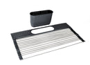 AA Faucet Black Stainless Steel Roll-Up Dish Drying Rack with Utensil Caddy (AR-28CM-BK)