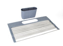 AA Faucet Black Stainless Steel Roll-Up Dish Drying Rack with Utensil Caddy (AR-28CM-BK)