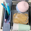 AA Faucet Grey Stainless Steel Roll-Up Dish Drying Rack with Utensil Caddy (AR-28CM-GY)