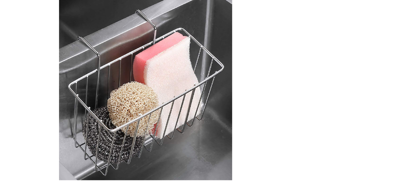 AA Faucet Sponge Holder, Sink Caddy Kitchen Brush Soap Dishwashing Liquid Drainer Rack (AR-SKCDY9CM)
