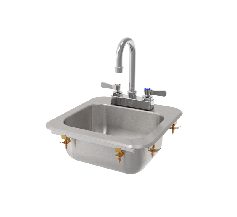 AA Faucet Drop In Hand Sink w/ Lead-free Faucet and Strainer (HS-1317IG)