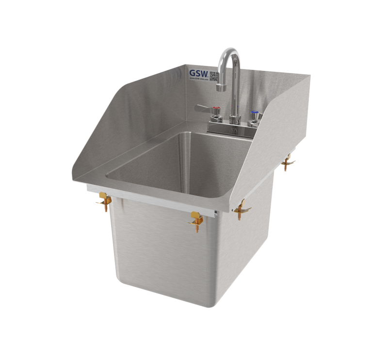 AA Faucet Drop-in Deck Mount Hand Sink with 3-Side Welded Splash Guards (HS-1014IS)