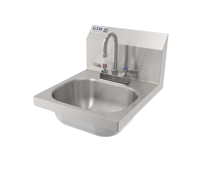 AA Faucet Drop-in Deck Mount Hand Sink with 3-Side Welded Splash Guards (HS-1014IS)