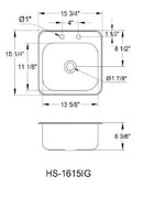 AA Faucet Standard Drop-In Hand Sink with Lead-Free Faucet and Strainer (HS-1615IG)