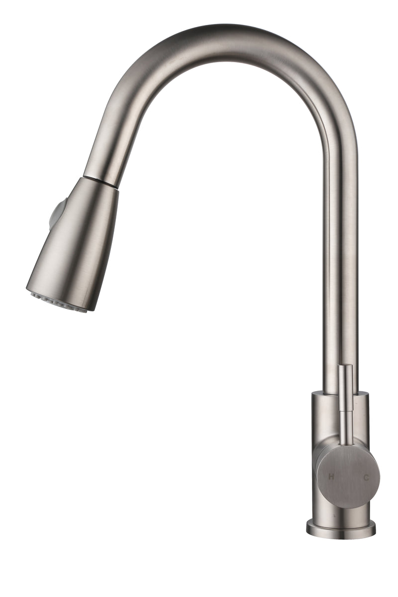 AA Faucet Brushed Nickel Stainless Steel Kitchen Faucet w/High Arc Pull-Down Sprayer (AR-D3411-B1)