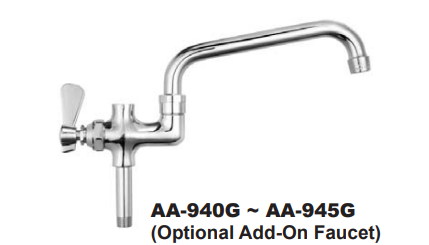 AA Faucet Add On NO Lead Faucet w/ 14" Spout for Pre-Rinse Unit NSF Approved(AA-945G)