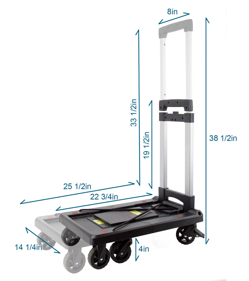 AA Faucet Large Folding 6 Wheels Cart Hand Truck Dolly Push Collapsible w/Brakes (AA-PLCRTLGE-1)